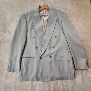 Franco Tassi Suit Jacket Mens 48 Long Big Tall Gray Wool Double Breasted